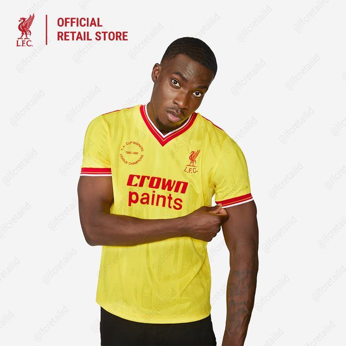 Liverpool FC Retro Mens 1986 Third Shirt Men - LFC Jersey Pria - Yellow, S untuk penggunaan harian n
