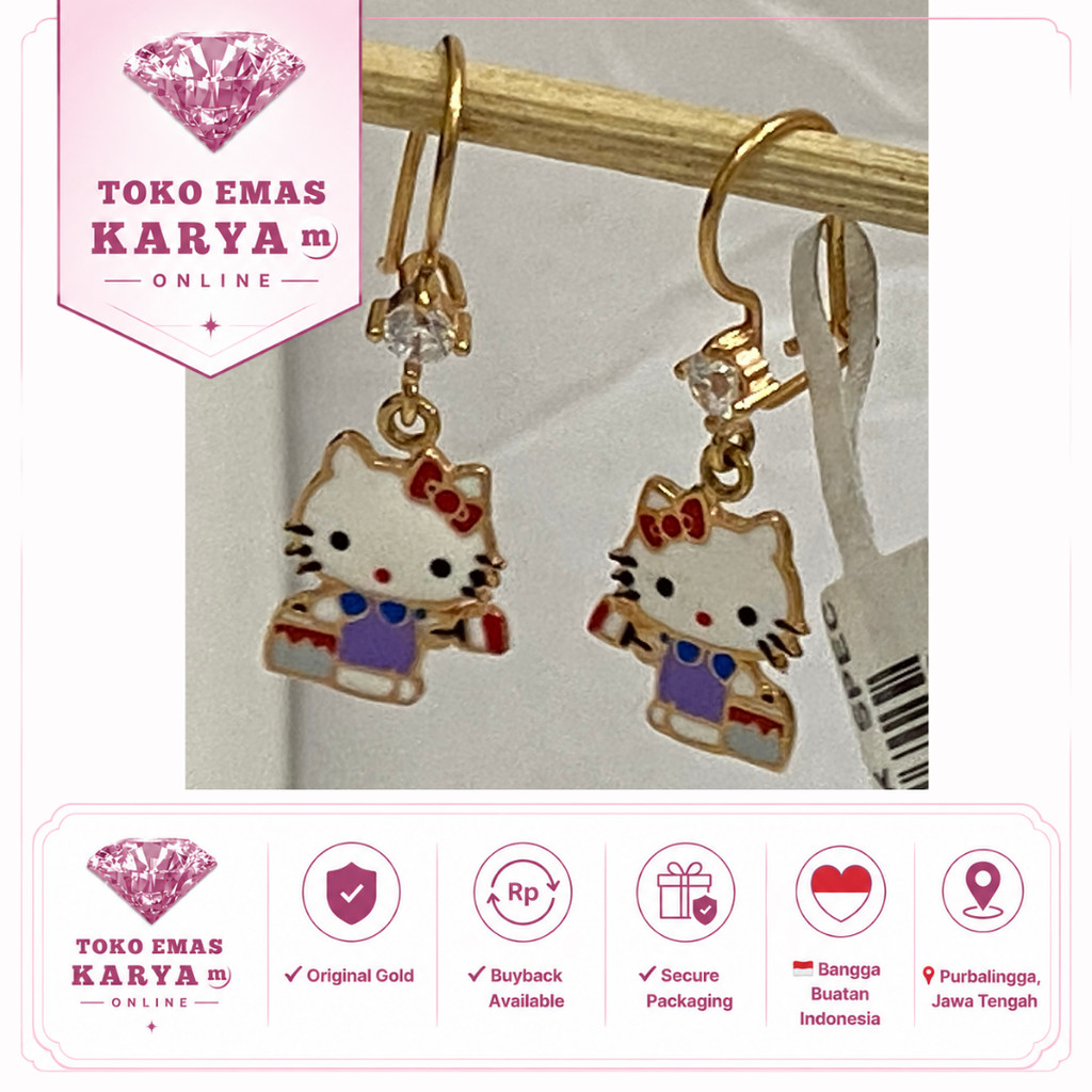 Anting Gondel Emas Asli 8k 375 Anak Perempuan Premium Tahan Karat Toko Mas Karya Model Tokoh Kartun 