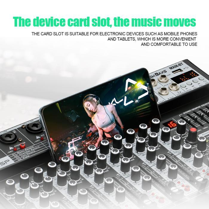 Diskon Mixer Audio 4/6 Saluran New Baxs Mx04Bt/Mx06Bt, Dilengkapi Pengaturan Equalizer, Efek Dsp 99