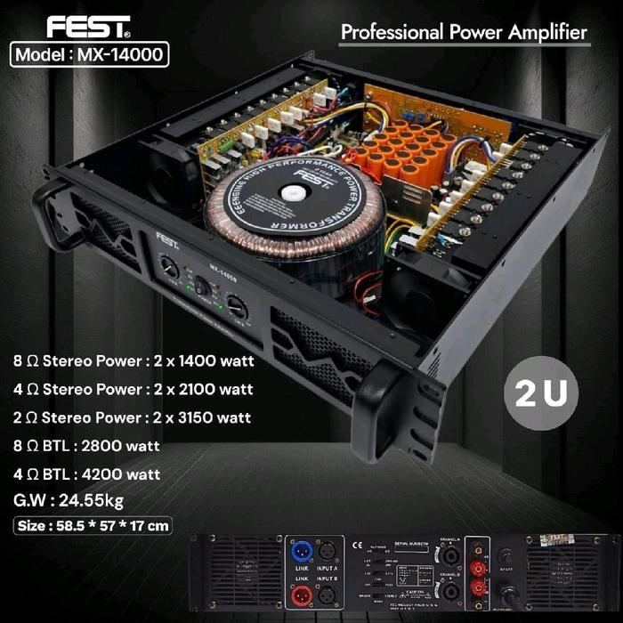 Power Amplifier Fest MX 14000 / MX 1400 Original Power 2 Channel Fest MX14000