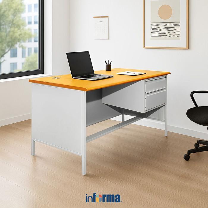 ORIGINAL Informa Denver Meja Kantor Metal 120x60x75 cm - Putih Meja Kerja Office Desk Meja Komputer