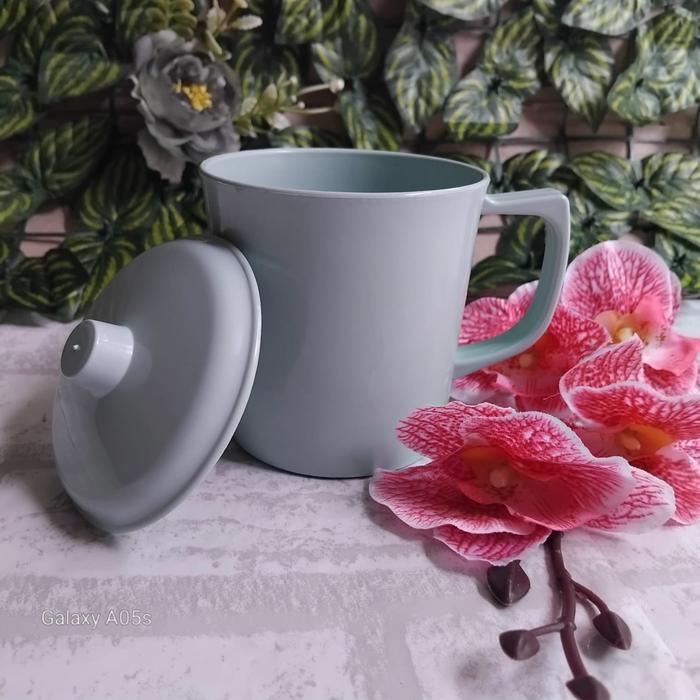 Flash Sale 6 Pcs Cangkir Tutup Gelas Mug Gagang Kopi Teh Plastik 350 Ml Warna Semi Melamin Tebal