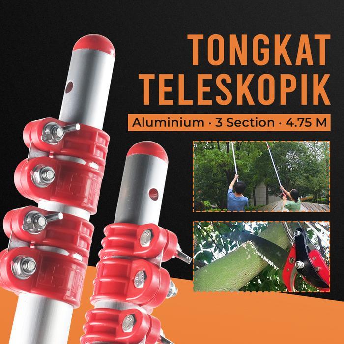 TONGKAT TELESKOPIK GALAH PANJANG GERGAJI PEMOTONG PRUNING ALUMINIUM