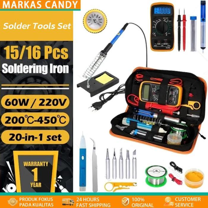 Digital Multimeter + Soldering + Sedot Timah + Minyak Solder, Paket Kit