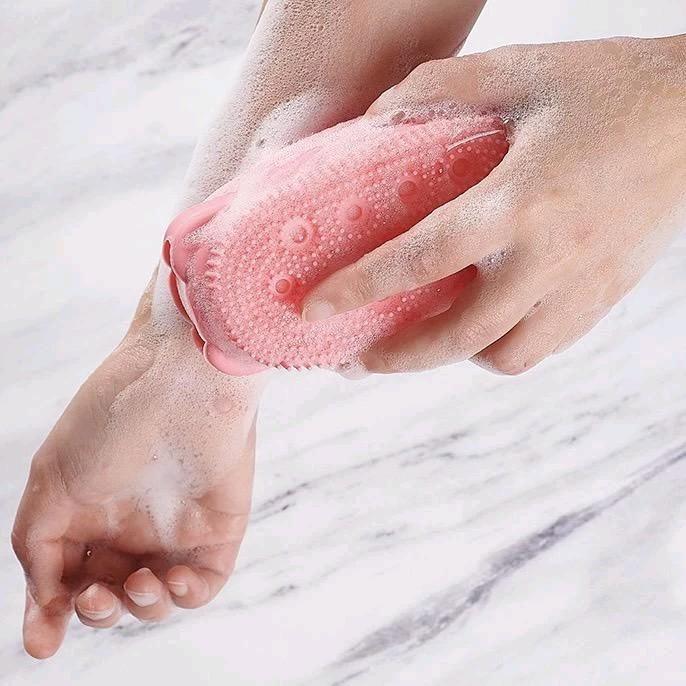 SPON MANDI SABUN CAIR DAN BATANG BAHAN SILIKON WARNA RANDOM Busa