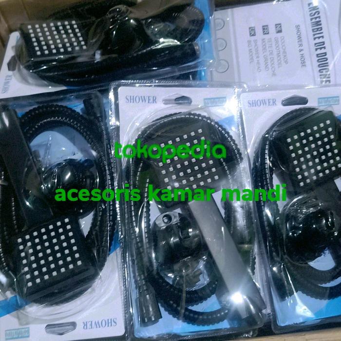 hand sower mandi hitam/sower mandi model kotak black komplit