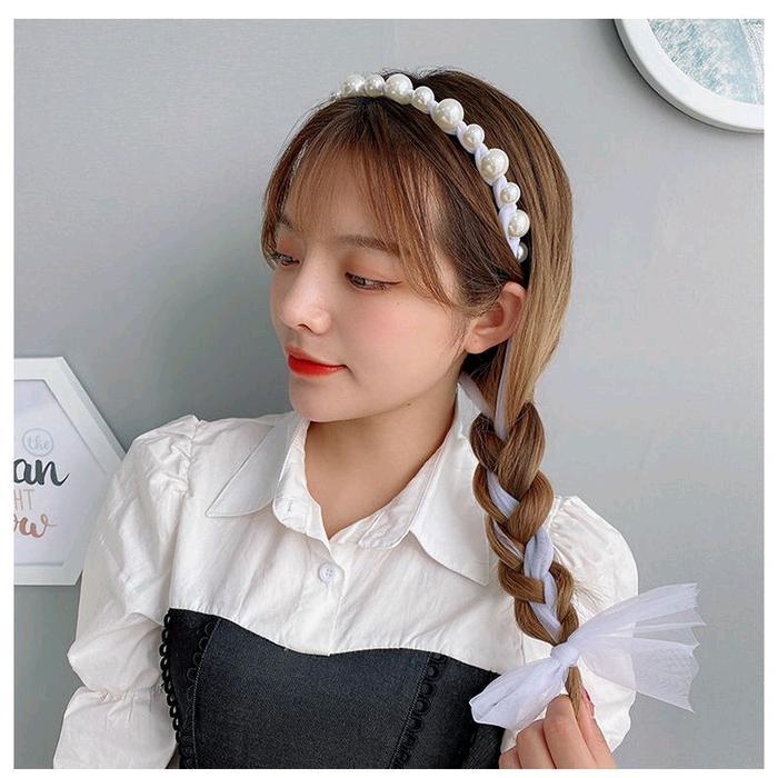 TERBARU [Adult/Kids] ISELLA PEARL SCARF HEAD BAND Bando Bandana Pita Mutiara Untuk Anak Kecil Dan