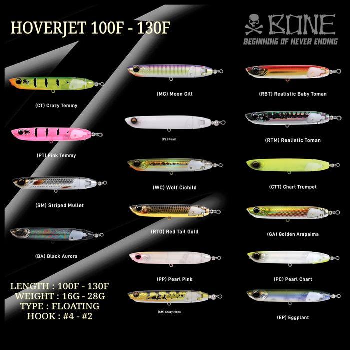 Cokershop- Lure Bone Hoverjet 100F/130F - Multi-Function Topwater Lure Floating Minnow Casting