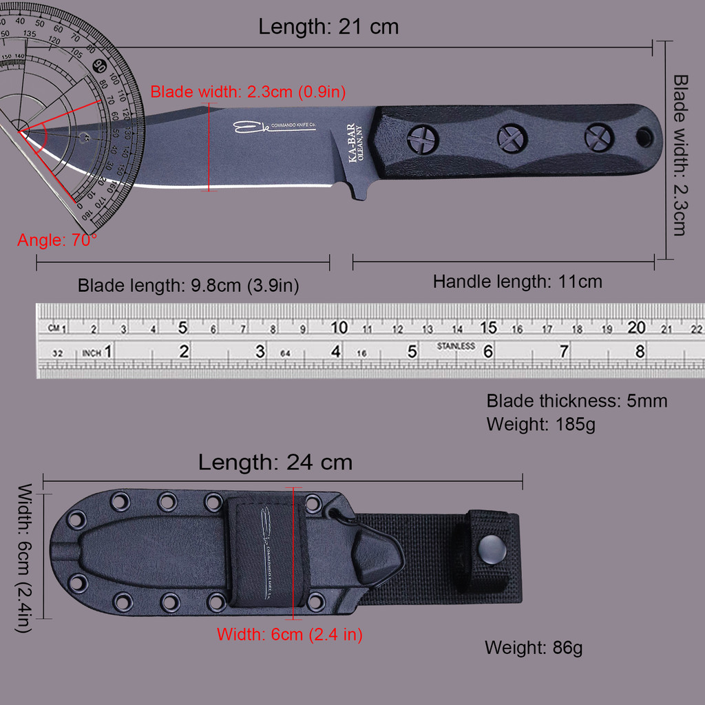 U.S.AKBEK50 Jungle Hunting Straight Knife Sheath, Outdoor Camping Survival Knife, Multipurpose EDC