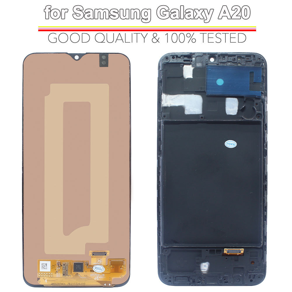 AMOLED LCD for Galaxy A20 Phone Display Touch Screen Digitizer Replacement Assembly for A20 A205