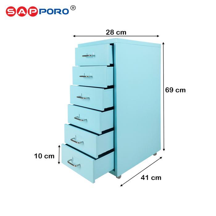 READY SAPPORO ALZEY - Lemari Kantor Lemari Besi Portable 6 Laci