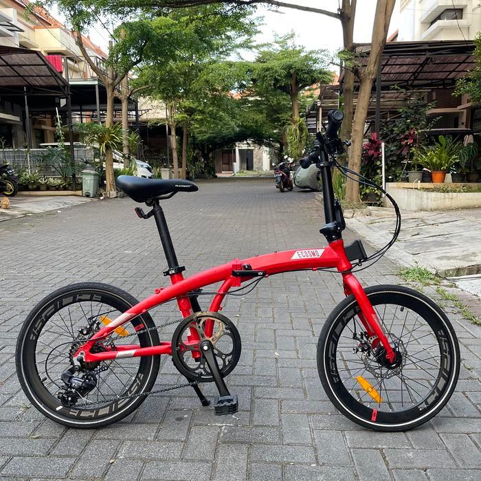 Sepeda Lipat Ecosmo X8 Merah + Bonus Sepeda Lipat Anak Senator