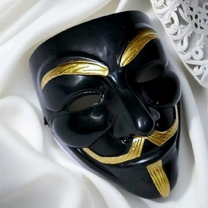 Topeng anonymous hitam / Topeng Hacker hitam Vendetta