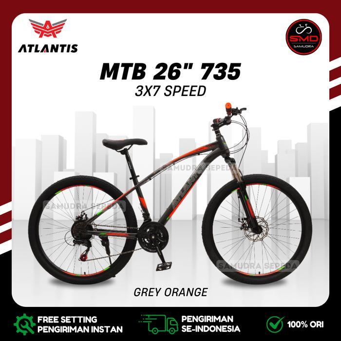 Sepeda Gunung MTB 26 Atlantis AT MT 735 / 760 7sp // MTB Forward FWD Murah BDG - 735 Grey Orange, IN