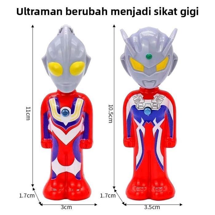 Sikat Gigi Ultraman 2 In 1 Dengan Tutup Sikat Gigi Karakter