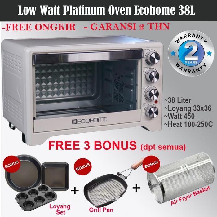 Ready Low Watt Electric Oven Platinum Ecohome EOP-888 - Bonus Spatula