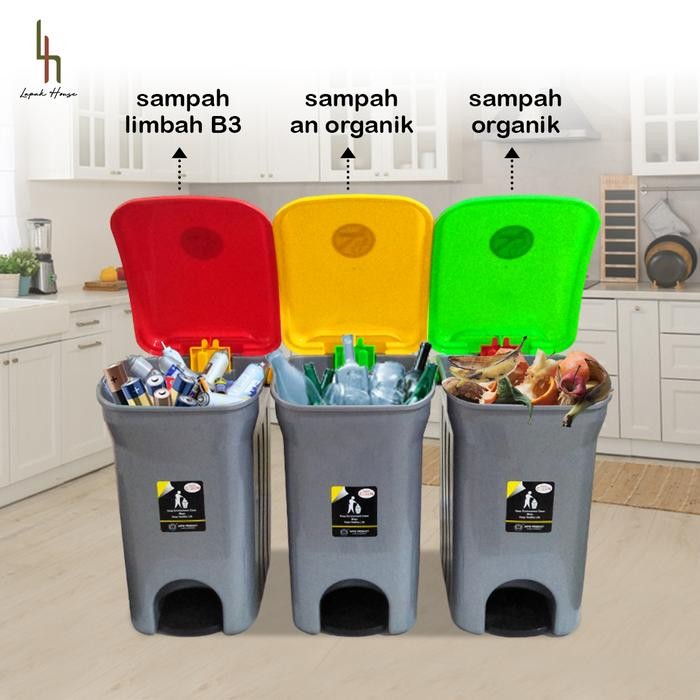 MPW TEMPAT SAMPAH 14L GANDENG / TEMPAT SAMPAH 3 WARNA / TEMPAT SAMPAH INJAK