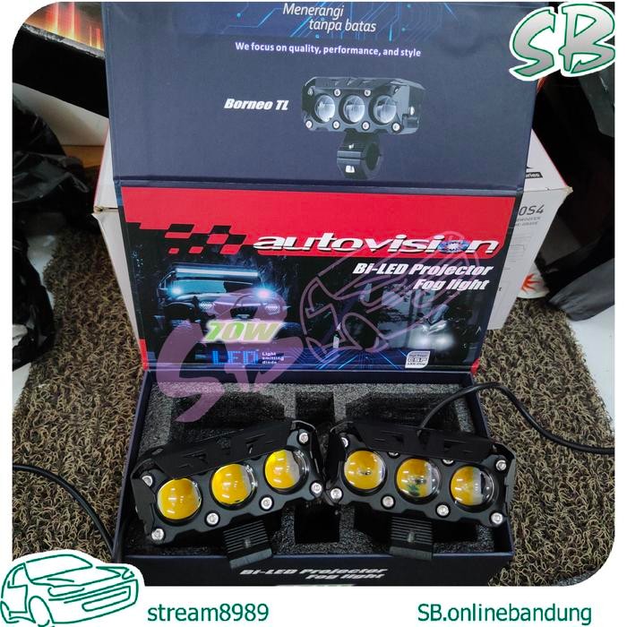 Fog Light Autovision Borneo Biled Mini Projie 3 Lensa 2 Warna Foglamp