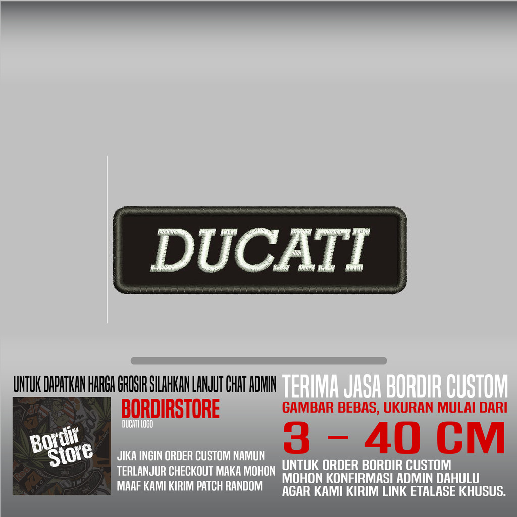 DUCATI BLACK WHITE BS-32 PATCH BORDIR LOGO/EMBLEM