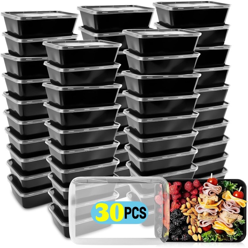 10/30Pcs Disposable Takeaway Lunch Box Plastic Bowl Lunch Box Fruit Salad Food Box Takeout Bento
