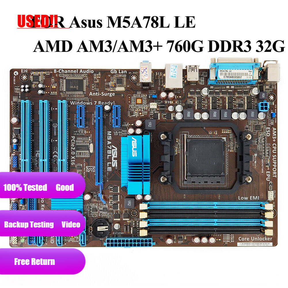 Asus M5A78L LE Original Desktop Motherboard AMD 760G Socket AM3+ DDR3 32G SATA2 USB2.0 ATX