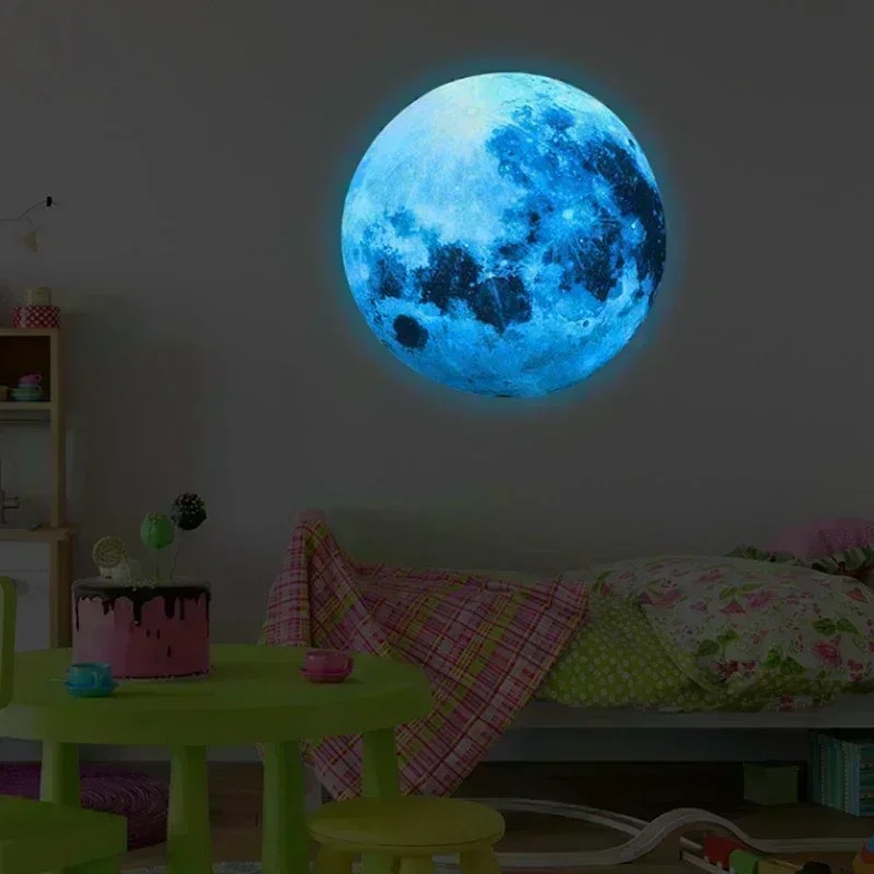 3D Luminous Moon Wall Sticker Wall Adhesive Wallpaper Earth Wallpaper Ornament Aesthetic Room Decor 