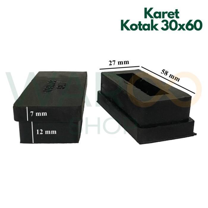 Karet Pelindung Alas Kaki Furniture Kursi Meja Rak Tutup Hollow Holo Besi 30x60 mm 3x6 cm