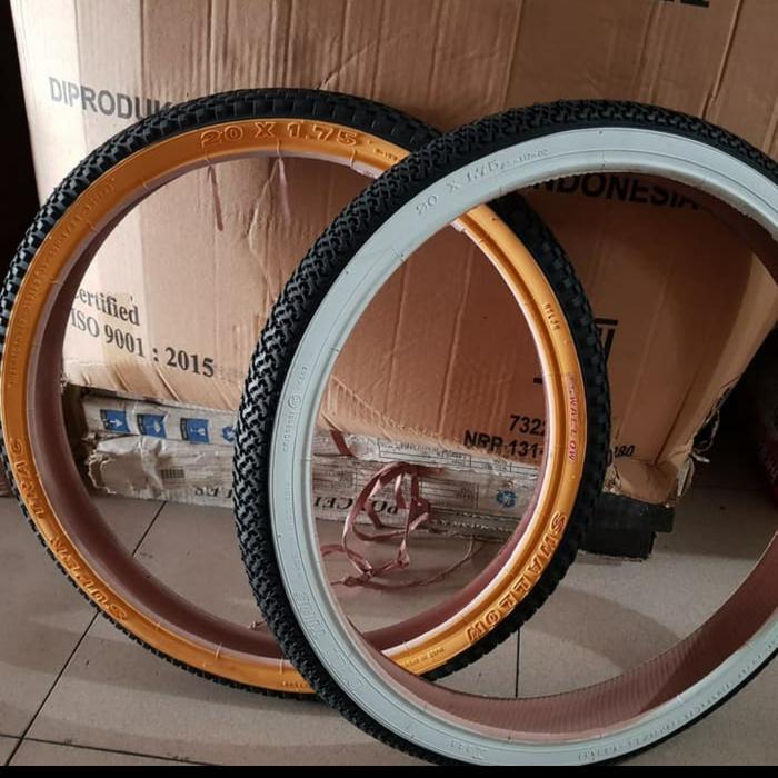 Ban Luar Sepeda Swallow 20 X 1.75 Deli Tire - List Putih /Kuning