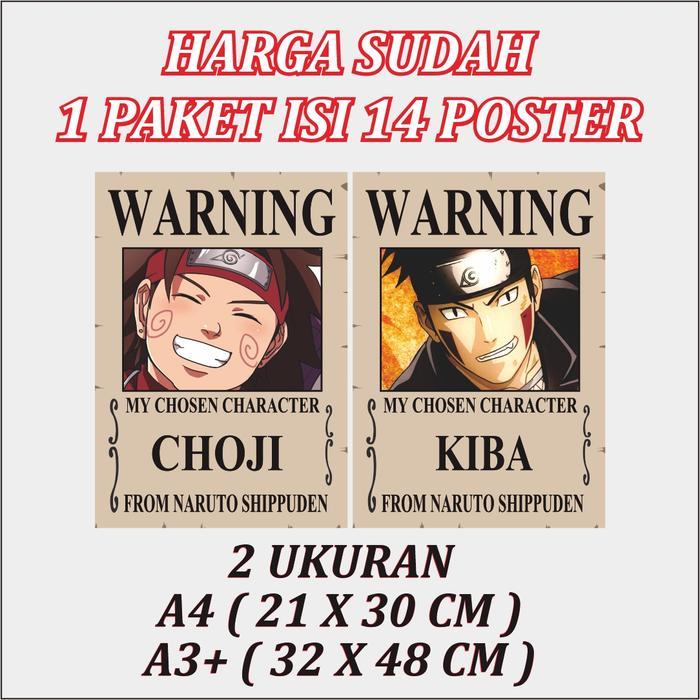 Poster Warning Anime Naruto Poster Naruto ISI 14 Poster A3+/A4 Siap Kirim