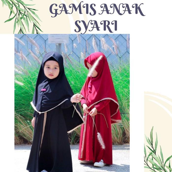luto- Baju Lebaran Anak Perempuan 2025 Gamis Abaya Jersey Set Hijab Syar'I Umur 1 - 9 Tahun