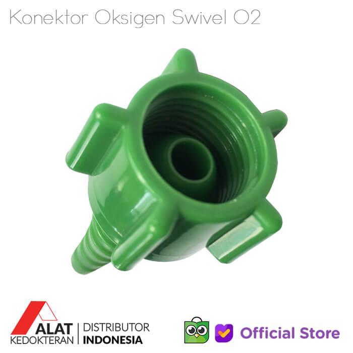 Konektor Hijau Oksigen Gas Medis ke Flow meter