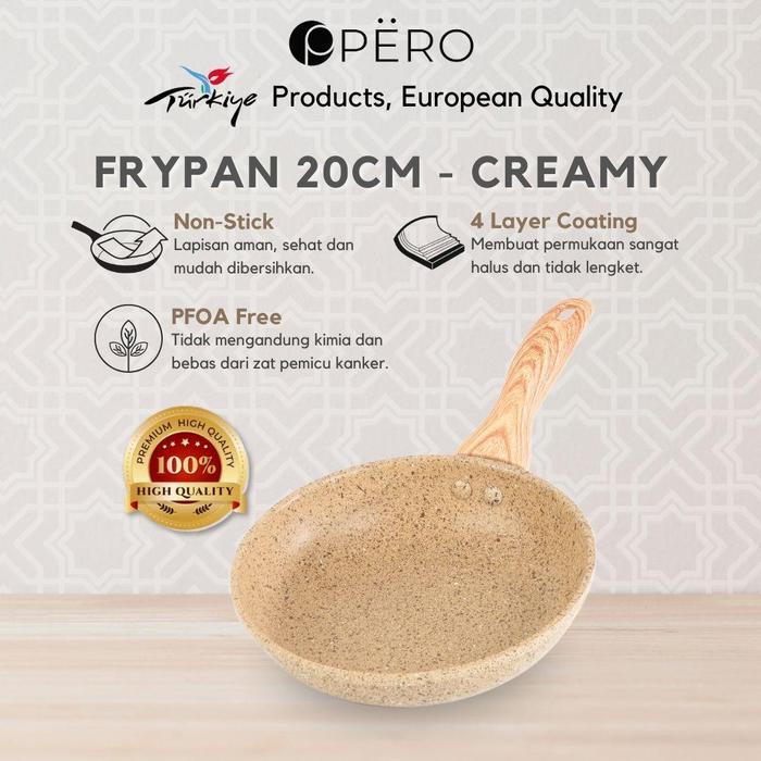 [IN HOUSE] Pero Frypan 20cm Nonsti Granite Wooden Handle Wajan Tanpa nyak