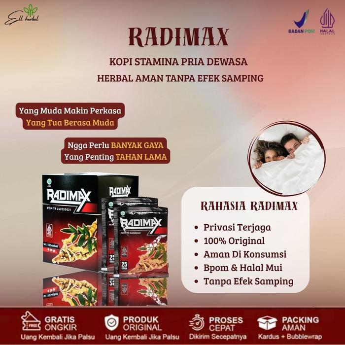 Ready Kopi Radimax Untuk Stamina Testosteron Pria 1 Box Isi 10 Sachet Herbal Alami Original
