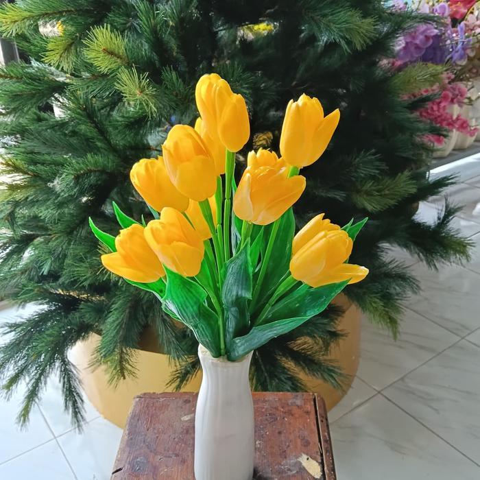 READY STOCK Bunga Plastik Tinggi 50cm Lengkap Pot Kerucut Tahan Lama Mudah Dirawat Cocok untuk