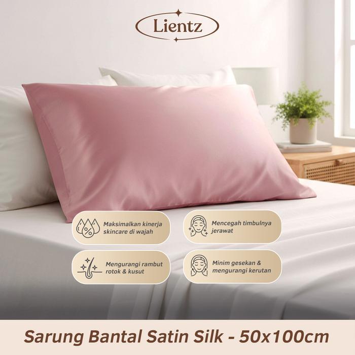 TERLARIS Sarung Bantal Cinta Premium Satin Silk ukuran 50x100cm / Pillow Case