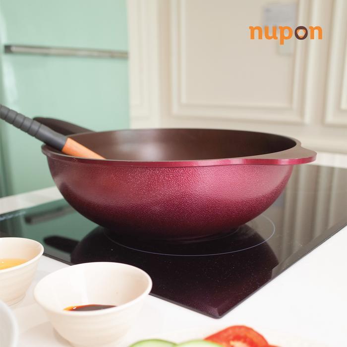 Nupon - Panci Wok Pan Wajan Marble Stone 32 Cm Anti Lengket Pfoa - Alat Masak Perlengkapan Dapur