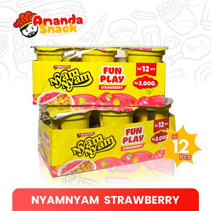 TERLARIS (Strawberry) NyamNyam Fun Play Strawberry 1 Pack isi 12 - Nyamnyam Snack Food