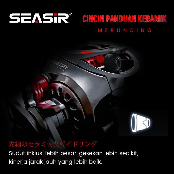 Seasir MANSORY bc Reel Pancing Baitcasting, Kiri/Kanan 2 Kumparan + Gagang Pegangan Rangka Serat