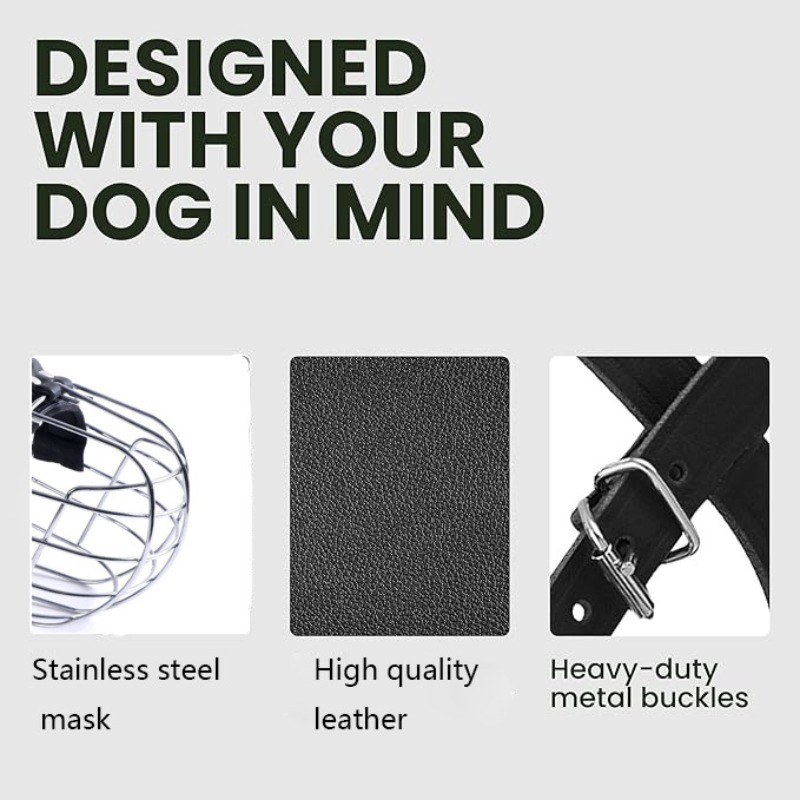 Anti-Biting Pitbull Rottweiler Dog Muzzle Metal Mask Amstaff Secure Wire Basket Adjustable Durable