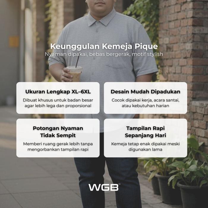 WGB Kemeja Basic Pique Pria Big Size Ukuran Besar Jumbo XXL - Prime Series