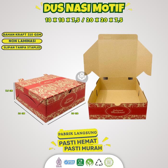 Ready [50 Pcs] Dus Nasi 18X18 / Box Nasi 18x18 / Dus Box Kotak Kardus Nasi Katering Makanan / Dus