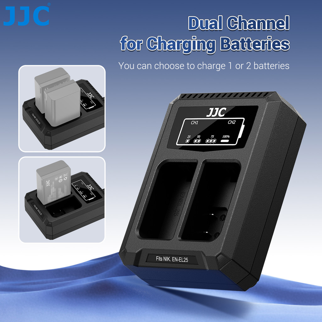 JJC USB Type C Dual Battery Charger for Fujifilm XT30 III XT30 II XT20 XT50 XT100 XT200 XE4 XE5