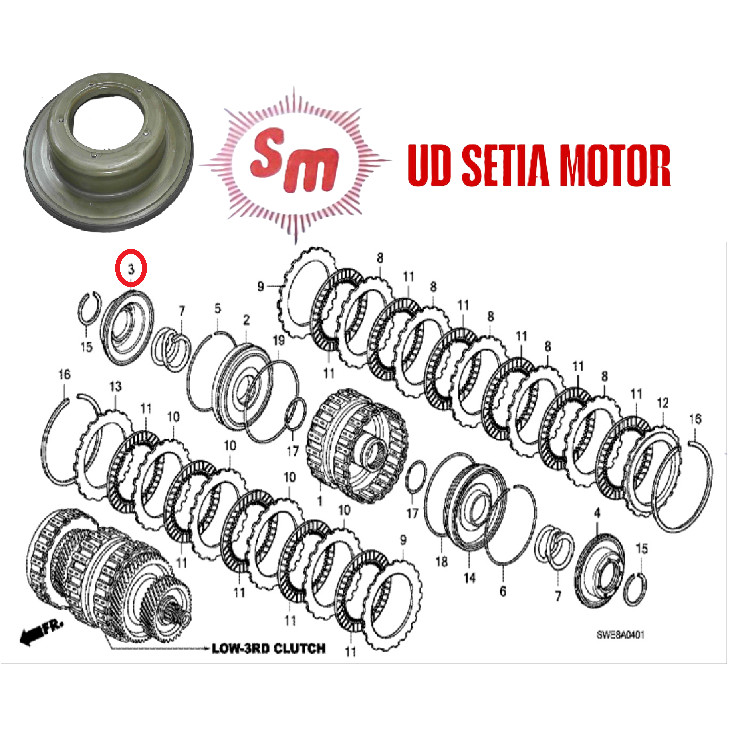 Retainer Compressor Return Spring Bonded Seal Piston Transmisi Rem Honda Accord 2008-2012 CRV 2007-2