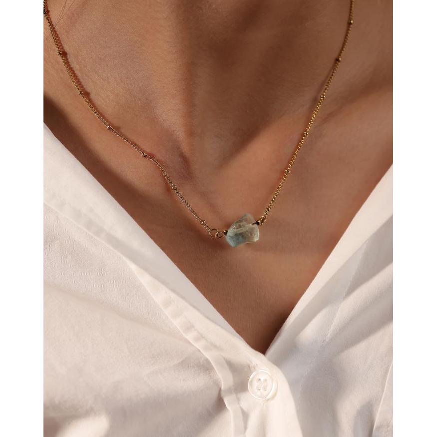 Virlokina- Kalung "Throat Chakra" - Fluorite - Inner Peace Terbaru 