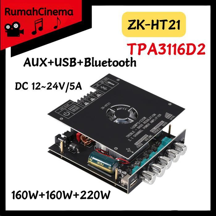 Zk-Ht21Tda7498E 160W * 2+220W Bluetooth Digital Power Amplifier Tda7498E Subwoofer Nada Tinggi Dan
