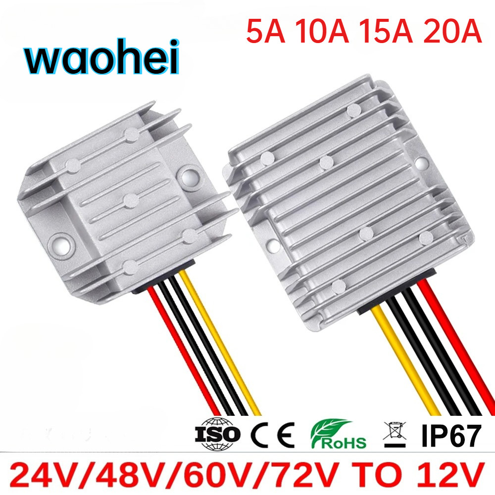 Step Down 24V 36V 48V 60V 72V to 12V DCDC Buck Converter Stabilizer 5A 10A 15A 20A Voltage Regulator