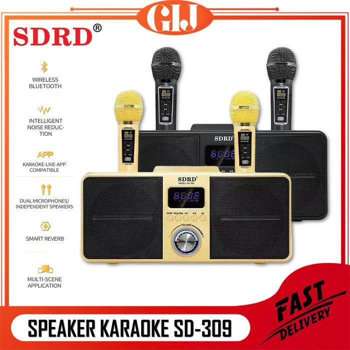 Speaker Bluetooth Karaoke SDRD SD 309 Wireless Mic Karaoke Dual Mic