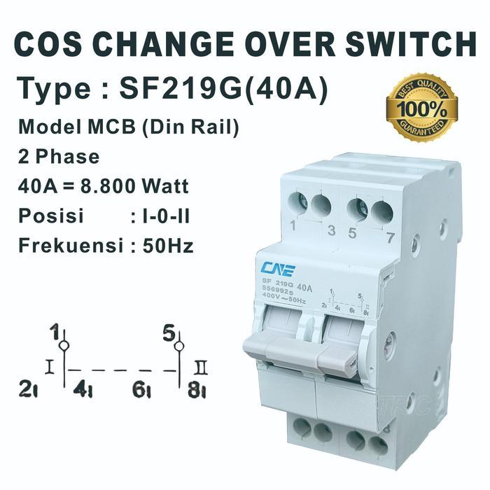 Ohm Saklar / Cos Change Over Switch Model Mcb Din Rail 2Phase 40A