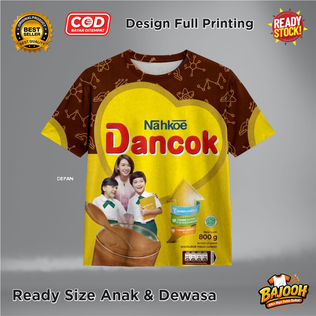 Kaos Fullprint Plesetan Minuman Susu Nahkoe Dancok - Baju AOP Susu Nahkoe Dancok Viral Lucu - Bajooh
