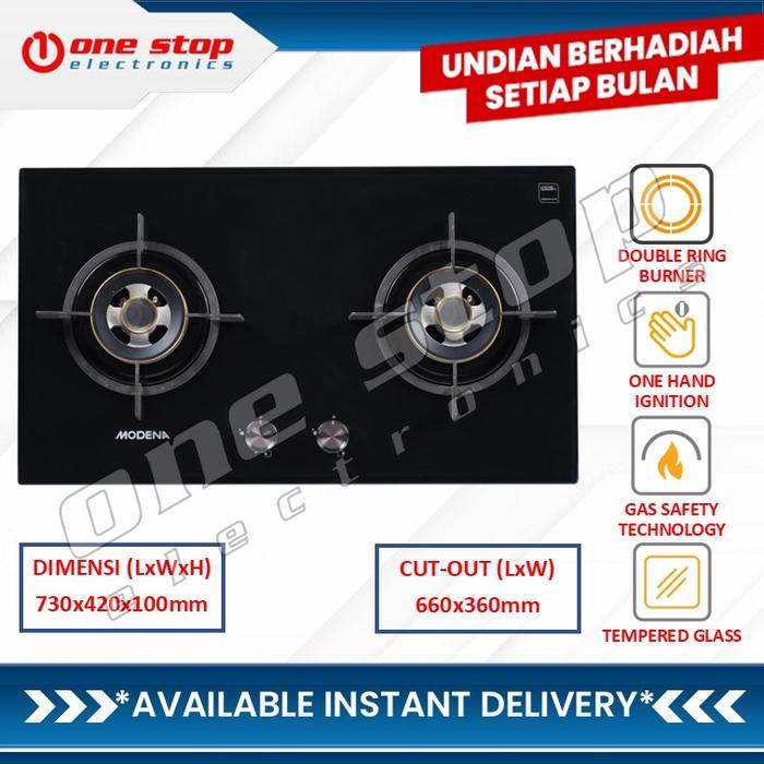 MODENA BH 2725 GABK / 2725GABK Kompor Gas Tanam 70cm 2 Tungku | BH 2725 GBBK / 2725GBBK - BH 2725 GA